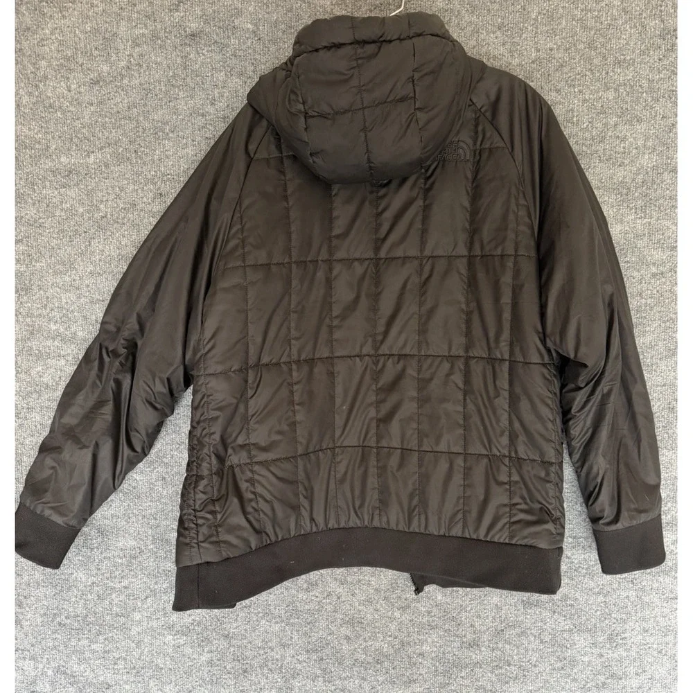 Mens L The North Face, Black, Quilted Hooded Camo Lining Zip Up